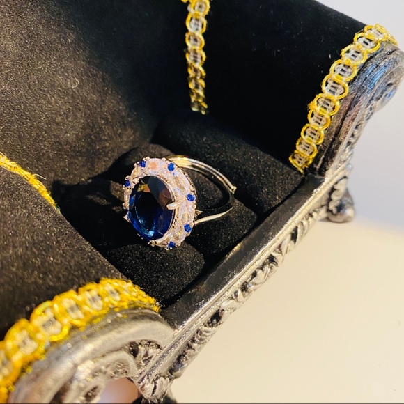 925 silver Blue crystal ring - Picture 3 of 5